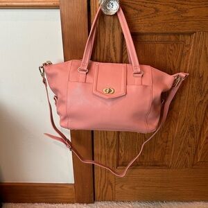 Ora Delphine Pink Leather Satchel with Dust Bag